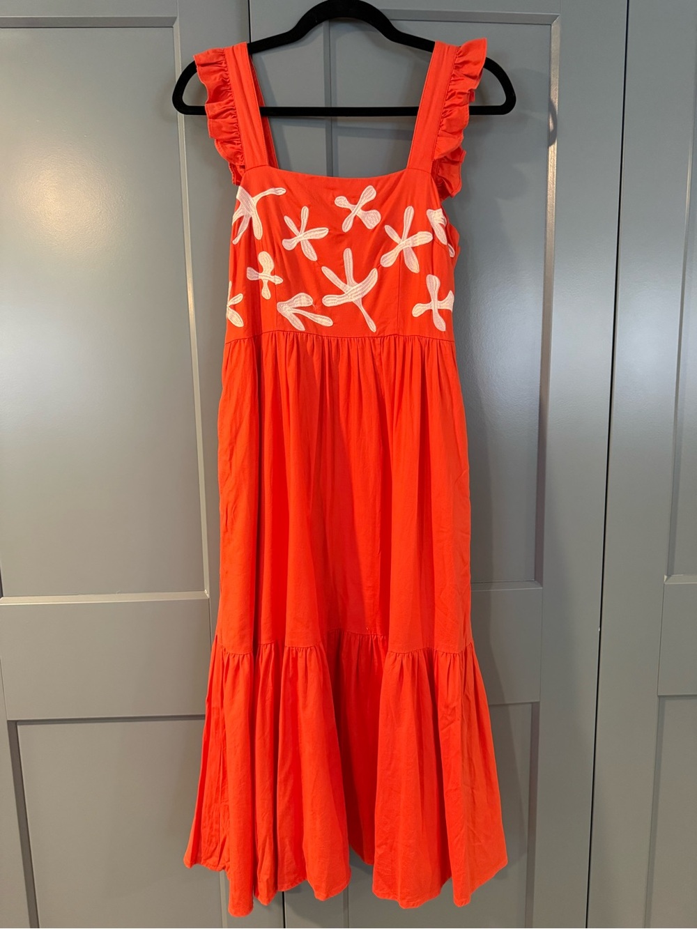 CROSBY by Mollie Burch Orange Tiered Sundress with White Floral Appliqué